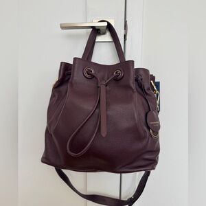 Cole Haan Burgundy Leather Drawstring Bag NWT!